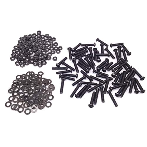 Yodaoke 100pcs M6-1.0 x 25mm Button Head Socket Cap Screw, ISO 7380 Hex Drive, Class 10.9, Alloy Steel, with Nut and Washer