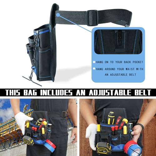 KUNN 3-in-1 Right-handed Drill Holster Set with Magnetic Wristband & Small Electrician Tool Pouch