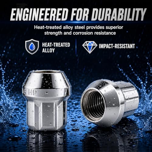 M14x1.5 Anti-Theft Spline Wheel Lug Nuts, 24 Pack Chrome