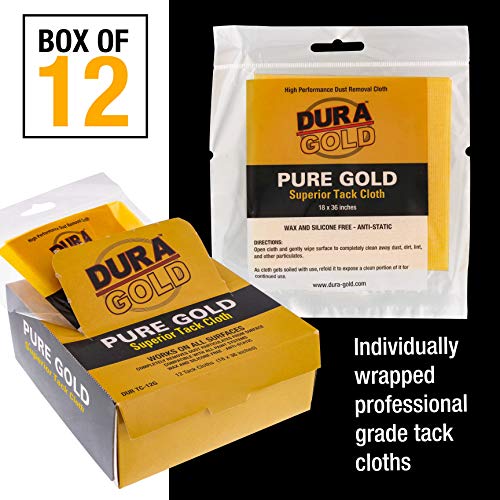 Dura-Gold Premium 5" Gold Sanding Discs - 320 Grit (Box of 50) & Dura-Gold - Pure Gold Superior Tack Cloths - Tack Rags (Box of 12)