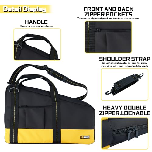 KUNN Shoulder Framing Nailer Bag with Dual Lockable Zipper,Extra pockets for Hitachi NR83A,NuMax SFR2190 Yellow