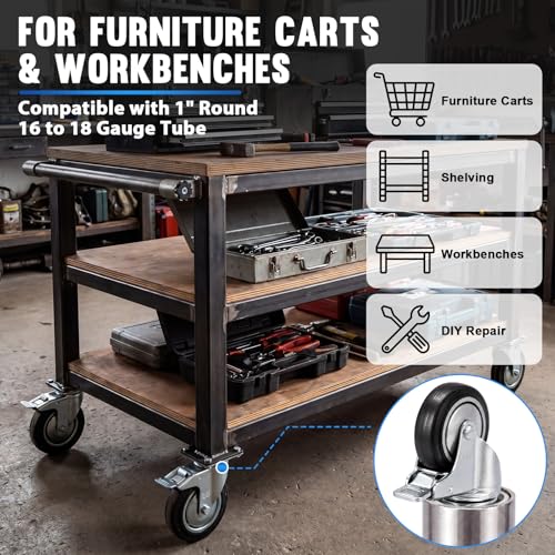 Shimeyao 40 Pieces Threaded Tube Inserts Compatible with 1 Inch Round 16 to 18 Gauge Tube, Thread: 3/8-16 for Furniture Carts Shelving Workbenches DIY Repair