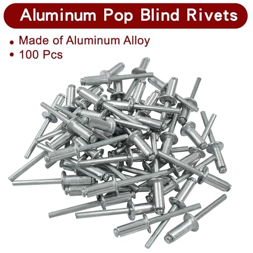 100 Pcs 1/4" x 3/4" Aluminum Blind Rivets Dome Head Pop Rivets for Installing Accessories, Silver (Pack of 2) 1/4" x 3/4", 100Pcs (Pack of 2)