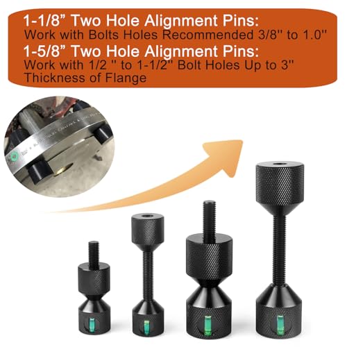 4 Pcs Flange Two Hole Pins 1-1/8” Two Hole Alignment Pins & 1-5/8” Detachable Flange Double Hole Pins Built-in Level 6061 Aluminum Black Black with Built-In Level