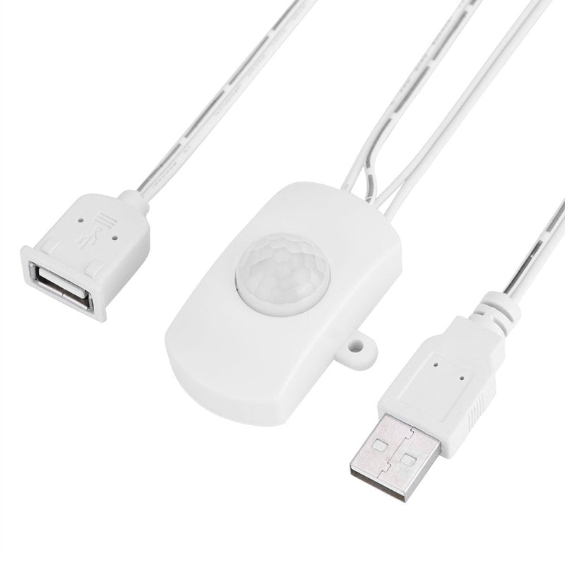 DC 5V-24, 2A Motion Activated Sensor Switch, PIR Motion Sensor Switch, DIY LED Lighting with USB Interface, Intelligent Detection (White) White