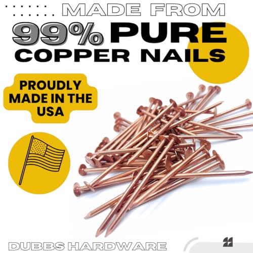 3 Inch Copper Nails Roofing Finish Nails USA MADE - Solid Pure Copper Slating Nails Spikes Flashing Furniture Boat - Package Includes The Highest Quality Copper Nails by Dubbs Hardware (25) 3in - 25pcs
