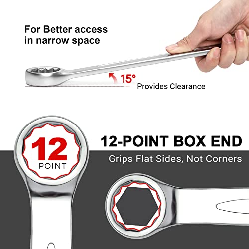 Jetech 36mm Combination Wrench, Metric 12-Point Chrome Vanadium Steel Spanner, Industrial Grade with 15-Degree Offset, Sand Blasted Finish, Heat-Treated Forged Tool