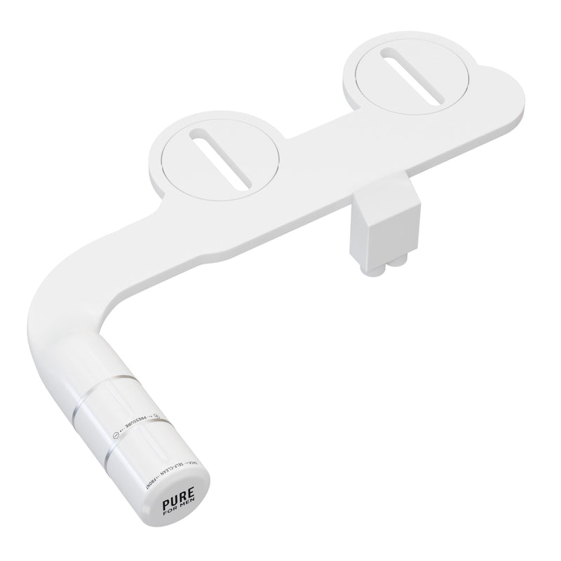 Pure for Men Bidet Toilet Seat Attachment for Home | Dual Self-Cleaning Nozzle (Frontal & Rear Back), Non-Electric Sprayer, Adjustable Water Pressure & Easy to Use | Sleek & Minimalist Design (White)