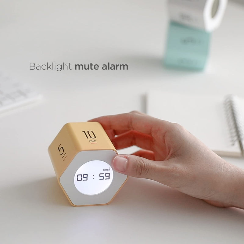 Mooas Multi-Hexagon Clock Cube, Digital Clock, Pomodoro Timer with Backlight 12/24H Count up & Countdown, Flip Timer, Various Time Presets - Ideal for Classroom, Gym, Office (Yellow) Yellow