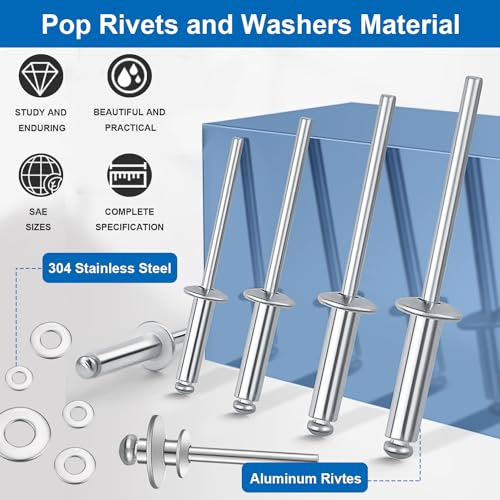 780pcs Pop Rivets with Backup Rivets Washers Assortment Kit