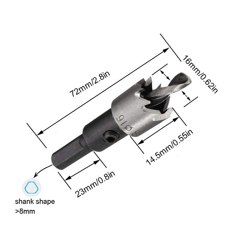 TOGU 5/8" (16mm) High Speed Steel Drill Bit Spiral Screw Thread Taps Countersink,10 Packs 16 mm 10