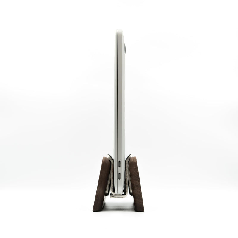 Raico Verical Laptop Stand MacBook Walnut Wood Dual Laptop Vertical Setup Holder Stand (Walnut Wood, Single Slot | Adjustable)