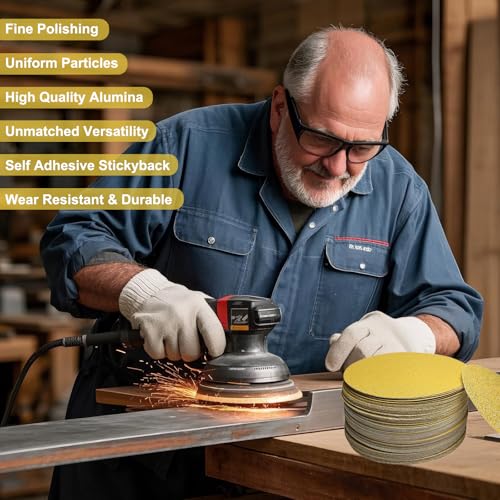 100 PCS 5 Inch PSA Sanding Discs -40, 80, 120, 180, 220, 320, 400, 600 Grit- 5" Self Adhesive Stickyback Sandpaper Discs for DA Sander, Sand Automotive Car Paint, Woodworking Wood, Metal