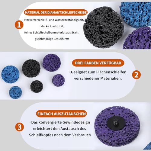 CSD Sanding Disc, 18 Pieces Coarse Cleaning Disc, Cleaning Disc Set 2 Inch Coarse Cleaning Disc Drill with Two Pull Rods for Rust Removal or (50 mm Mixing of Colors, 18) 50 mm mixing of colors