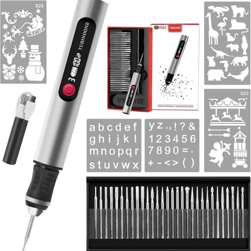 Engraving Pen, Ultimate Cordless Portable Engraver for Artists and DIY Enthusiasts – Engrave Over 50 Surfaces – Beginner Friendly – Rechargeable – Includes 30 Bits & Silver