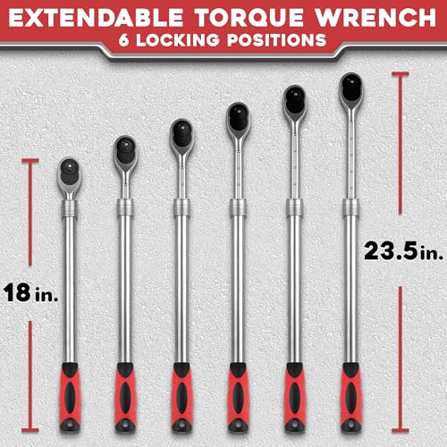 Telescopic Ratchet Wrench, ½” Drive, 72 Teeth, Retractable Socket Wrench