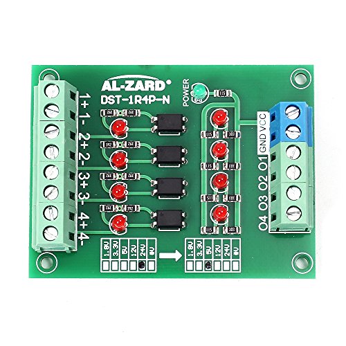 Optocoupler Isolation Module, 4-Channel DST-1R4P-N 24V to 3.3V Optocoupler Isolator PLC Signal Level Voltage Converter Module, PLC Signal Converter Board