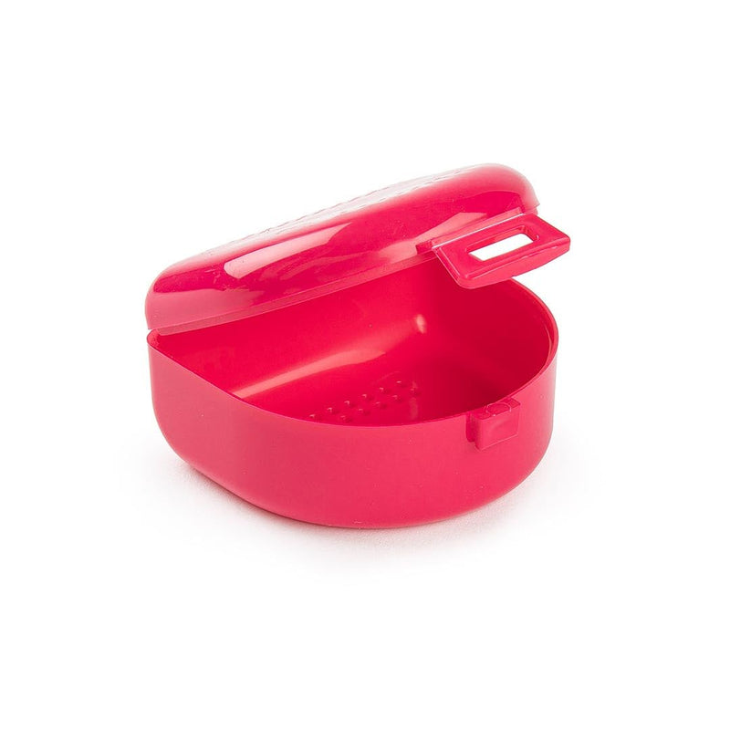 Braces, Bite and Dentures Box - Breathable Cover with Ventilation Holes - Portable, Durable and Easy to Clean - 80 x 80 x 45 mm - Plastic Toothbrush Holder - Magenta L