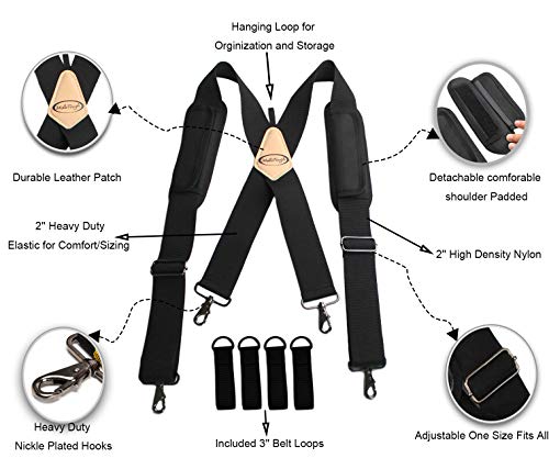 MELOTOUGH Tool Belt Suspenders Work Belt Suspenders Flexible Adjustable Straps with Moveable Padded Shoulders,Pocket Tool Pouch Tool Belt Pouches with Belt Clip Utility Mini Tool Organizer Pouch