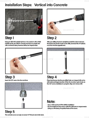 Everflow 8039957-25 3/8" Screw Vertical Threaded Rod Anchor Designed for Steel Structure, Steel, Electro-Zinc, 5/16-18 x 1-1/4" Screw Length (25 Pack) Pack of 25