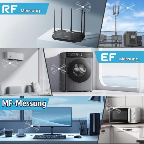DURFICST EMF Meters, Rechargeable Radiation Detector for EF/RF/MF | 5-in-1 digital electromagnetic fields for WiFi signals as well as 5G, mobile towers, smart meters, WiFi, Bluetooth
