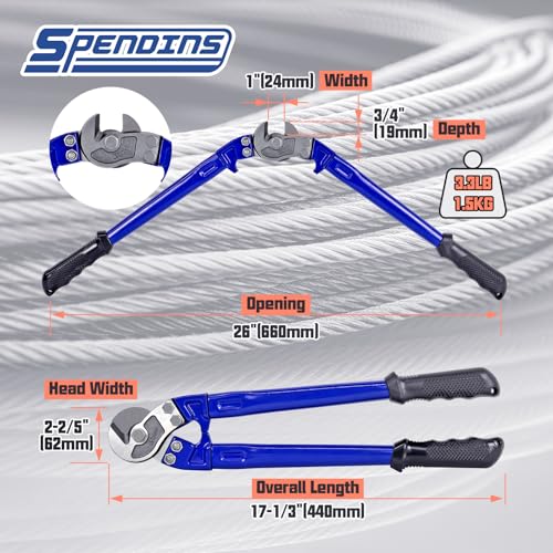 18" Wire Rope Cutter, Hardened Cable Cutter Cuts Up to 5/16" 18 INCH