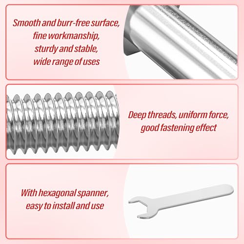 8PCS 1/2" x 3-1/2" 304 Stainless Steel External Hex Bolt, Half Threads Bolt with Nut and Spanner 1/2" x 3-1/2"