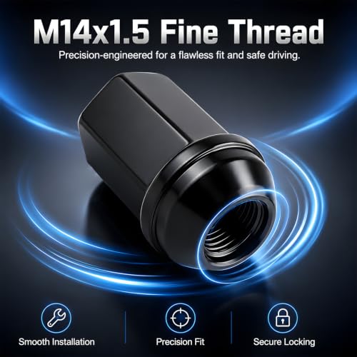 24 Pcs M14x1.5 Black Closed End Lug Nuts OEM 611-236, One Piece