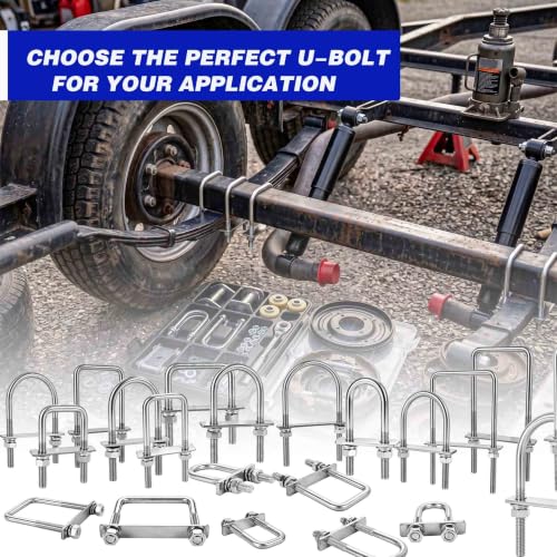8 Pcs Heavy Duty M8 Square U Bolts Kit, 2.5 Inch Wide 304 Stainless Steel U-Bolt with Frame Plates and Washers, Marine Grade U Bolt M8 x 65mm W x 80mm L Trailer Axle Clamp M8x65mmx80mm 8