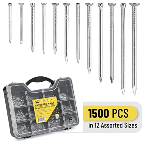 Mr. Pen- Nail Assortment Kit, 1500 pcs, Assorted 12 Sizes