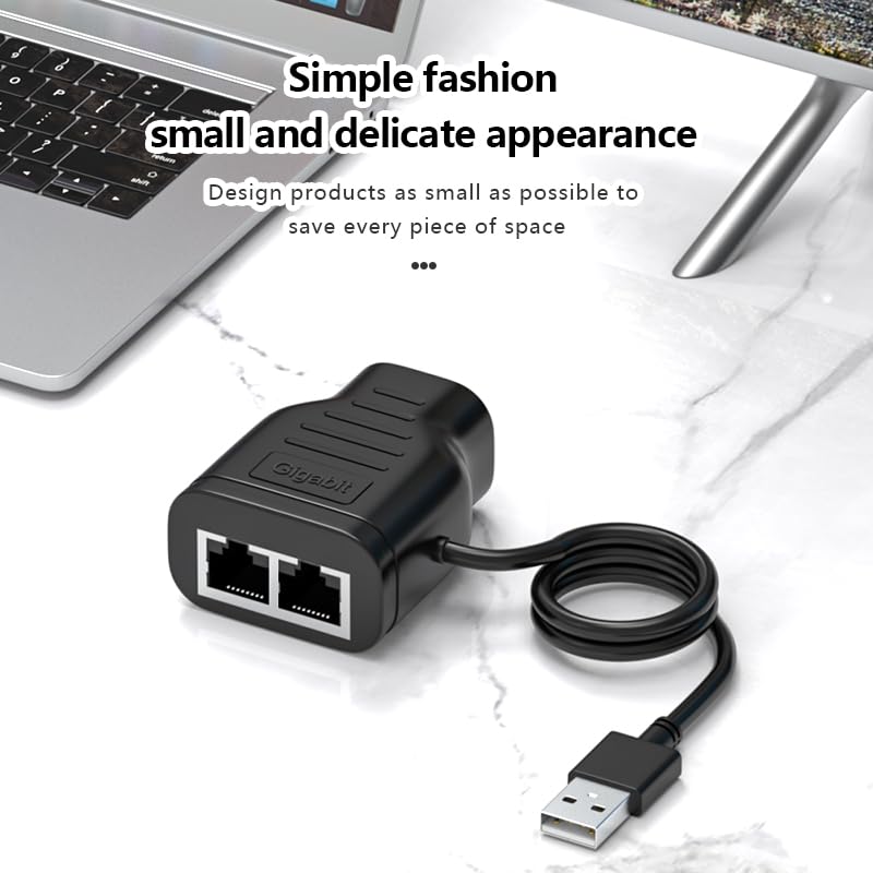 1000Mbps Portable Ethernet Splitter Ultra-high-Speed LAN/Internet Ports All Ports Share The Internet at The Same time RJ45 Network Expansion Connector USB C Powering Gigabit Switches (1 to 2) 1 to 2