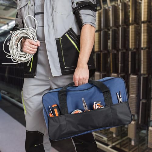4 Pack 18 Inch & 14 Inch Waterproof Tool Bag with Zipper and Outside Pockets Wide Mouth Tool Tote Bag for Electrician Organizer Instrument, Electrician Carpenter Mechanic