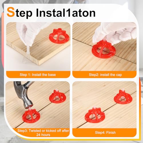 PATIKIL 1 Set Tile Leveling System Clips, 1/8"- 700 Pcs Spiral Base Spacers + 100 Pcs Caps for Wall/Floor Ceramic Tile and Stone Installation Effortless Install Precision, White Red