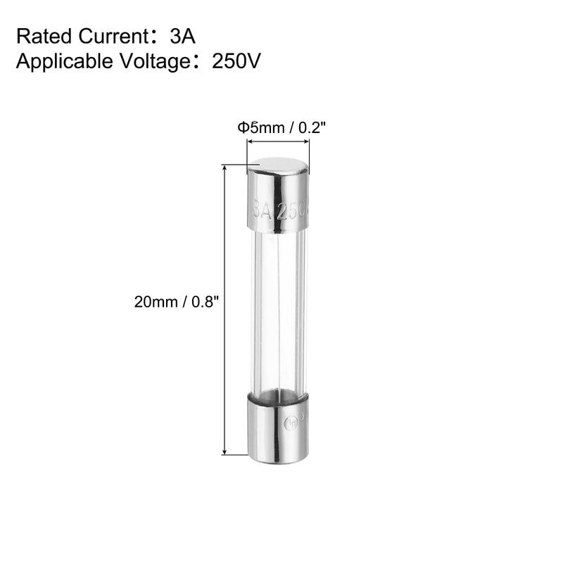 QUARKZMAN 3A Glass Fuse 5 x 20 mm, Pack of 10 Fine Fuses Slow Release Characteristic 250 V Fuse for Household Appliances 5x20mm