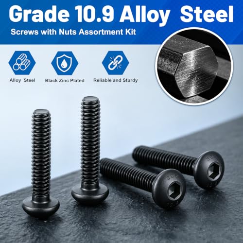 2380PCS Metric Hex Socket Button Head Screws Assortment Kit M2M3M4M5 G10.9 M2M3M4M5 2380PCS