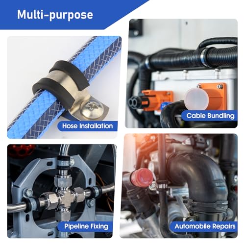 232PCS Cable Clamps Kit, Stainless Steel Rubber P Clamp Assortment 112PCS+50SET+20PCS KIT
