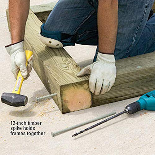 Heavy Duty (10 Count) - Round Metal Landscape & Paver Edging Anchoring Spikes, 12-Inch Length - Bright Spike Timber Nail, Tent Spike, Camping, Landscape, & More (10-Pack) 10-PACK