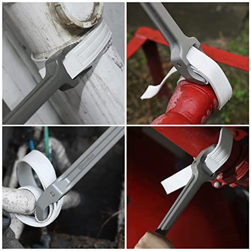 DURATECH Strap Wrench 18" Handle, Adjustable Nylon Strap Pipe Wrenches 18 Inch Grey