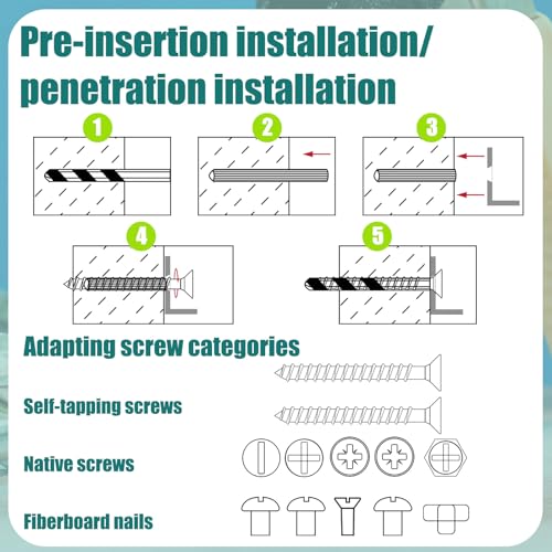 Lineshading 200 Pcs Anchors,1/4 X 1-1/4" for #10 or 3/16" Screws,Green 1/4 x 1-1/4" for #10 or 3/16" Screws Green