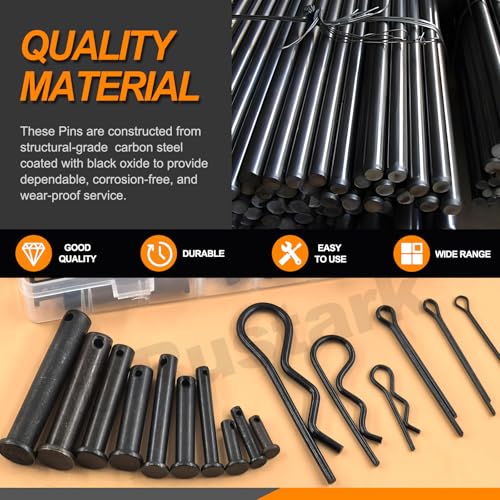100Pcs 16 Sizes M2 M3 M4 M5 M6 M8 M10 M12 Black Cotter Pin Hair Pin Clevis Pin Assortment Kit Zinc Plated R Clips Hair Pins Spring Pin Fasteners Hitch Pin Clips for Automotive Mechanics