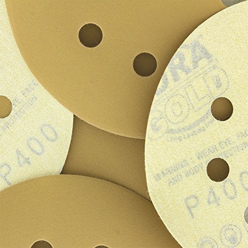 Dura-Gold 400 Grit 5" Sandpaper Discs, 8 Hole Pattern & Soft Density Interface Pads