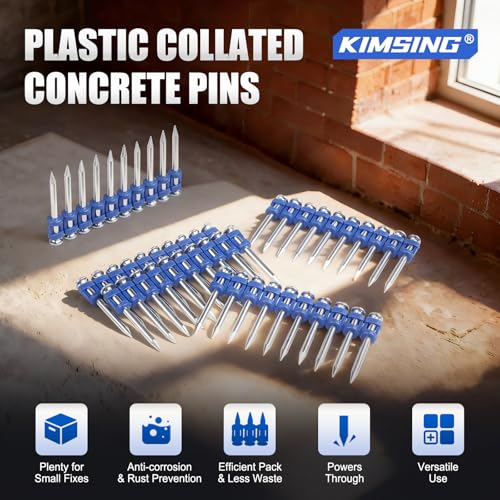 KIMSING 1-1/4 Inch Plastic Collated Concrete Pins, 1000PCS Box, 12 Gauge 1 box