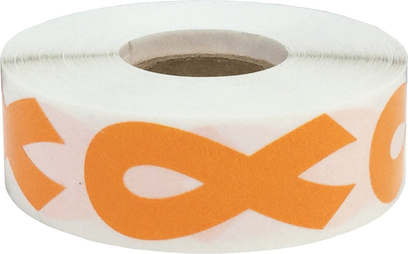 Orange Awareness Ribbon Stickers 2 Inch 500 Total Adhesive Labels