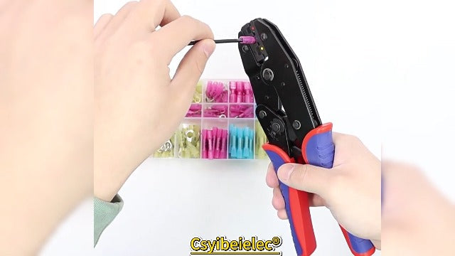 Wire Crimping Tool,6 Interchangeable Dies Crimper,for AWG22‑10 Heat Shrink,Insulated Nylon,AWG22‑6 Non‑Insulated Cable Lugs,AWG20‑10 Open Barrel Terminals,AWG24‑8 Ferrules,AWG14‑10 Solar Connectors 6
