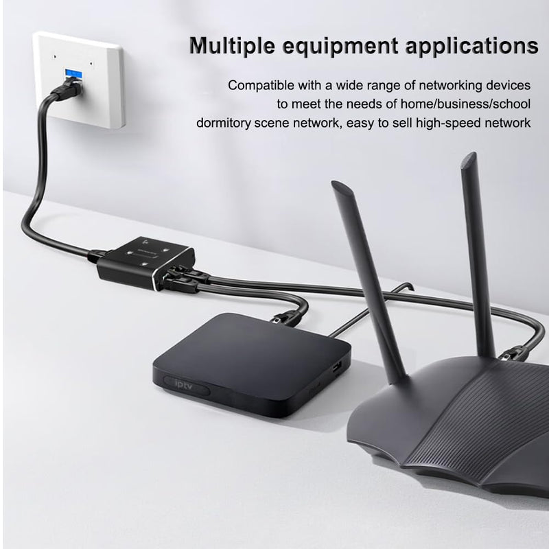 3 Port Ethernet Splitter - 1 in 2 Out High Speed 1000Mbps Gigabit Ethernet Splitter with USB Power Cable for Cat5/5e/6/7/8 Cable 3 Port Ethernet Splitter