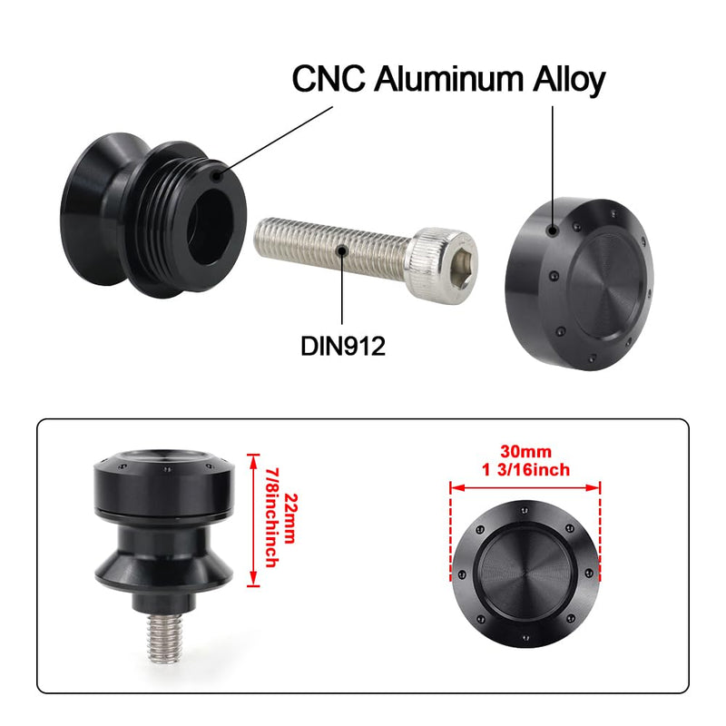 M6 Swing Arm Spools Sliders Compatible with MT-09/10,RSV4,YZF-R1/R3/R6, FZ10,MT-01,Tracer 9,Tracer 900 GT, FZ-09, FJ-09, XSR900, R7,Motorcycle Swing Arm Stand Swing Arm Bobbins Black M6X35