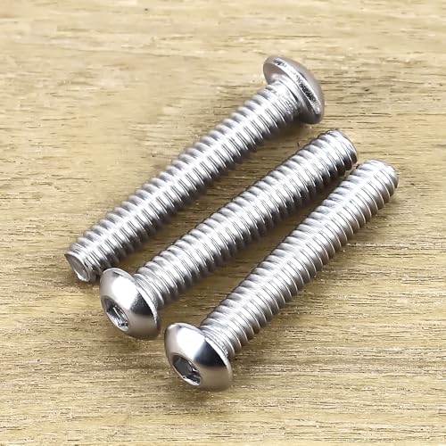 1/4-20 x 1-1/2" Button Head Socket Cap Bolts Screws, 304 Stainless Steel 18-8, Allen Hex Drive, Bright Finish, Fully Machine Thread, Pack of 100 1/4-20 x 1-1/2