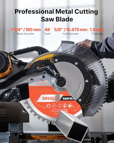 VEVOR Circular Saw Blade (185 mm φ & 48 Sharp Teeth & 1.8 mm Thickness) Ideal for Steel Aluminum, Compatible with Circular Saw, Alloy Steel Saw Blade with Noise Reducing Heat Extractors