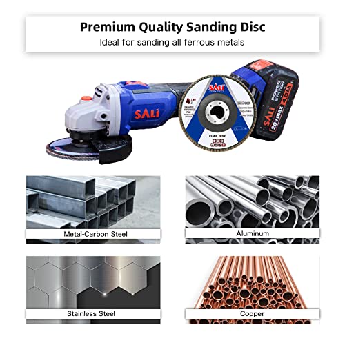 Sali 20 Pack Ceramic Flap Disc 60 Grit 4.5" x 7/8 Inch Sanding Disc Bevel Type #29 Premium and Industrial Grade Angle Grinder Grinding Wheel High Performance Edge Grinding 20.0