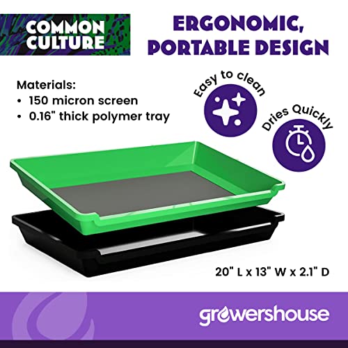 COMMON CULTURE Trim Tray Kit with Trimming Tray 13" x 20", 150 Micron Pollen Screen, Bottom Harvest Bin, Scissors, Herb Plant Flower Dry Sifter Accessories and Supplies Set 20" x 13" x 2.6"
